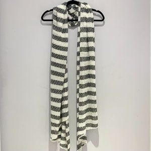 Aldo Open Knit Striped Rectangle Scarf Black White